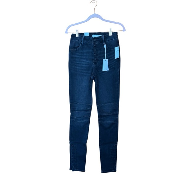 GOOD AMERICAN Black Denim Slim Moto Pant 6/28 NWT - Picture 6 of 16